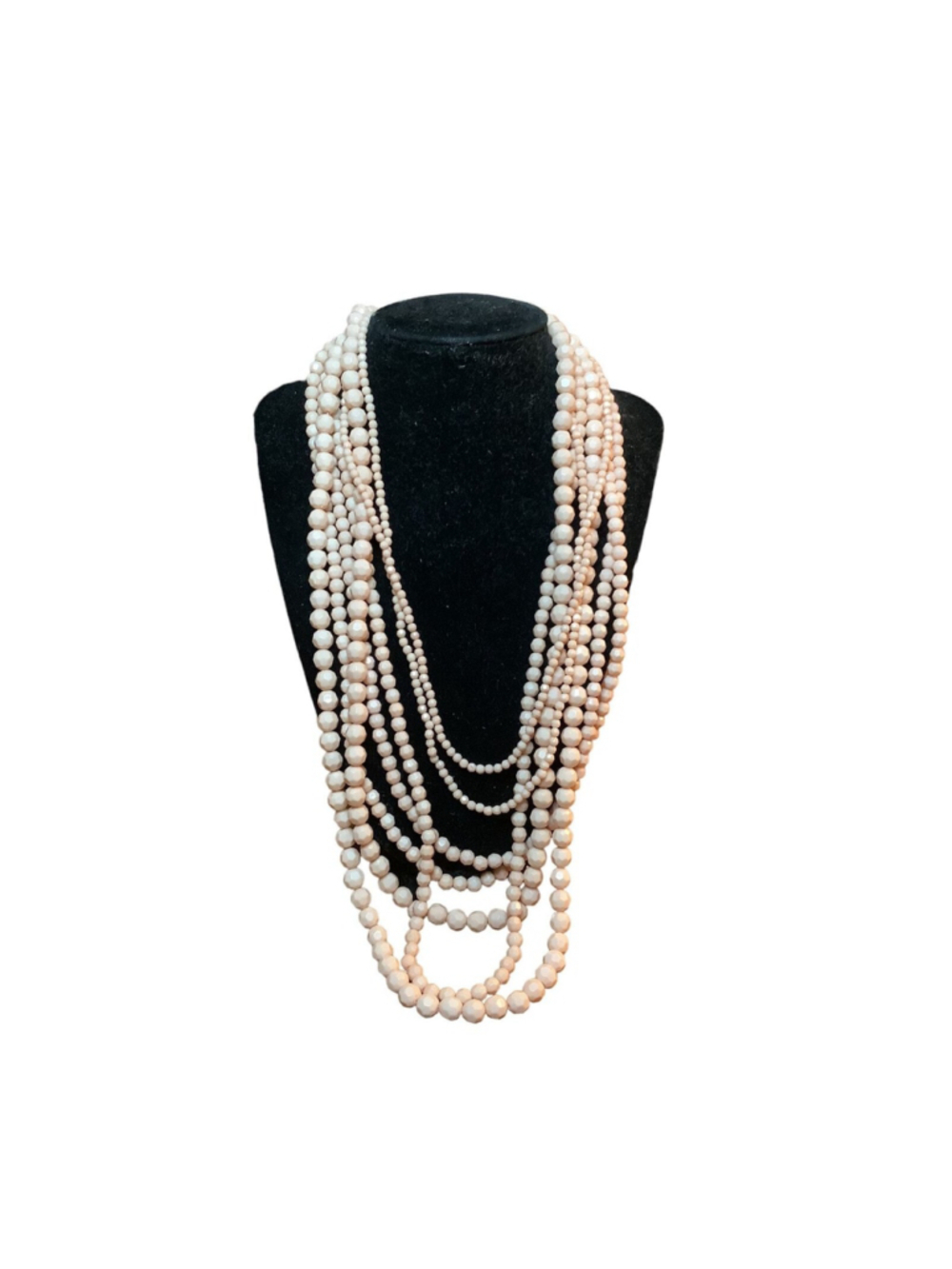 Multi Strand Pink Faceted Beaded Necklace